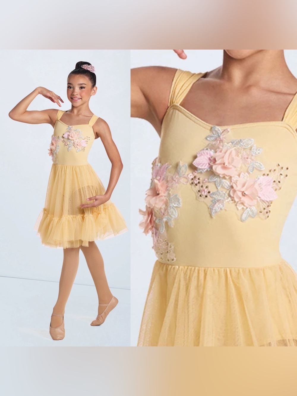 Weissman dance costume yellow Lyrical floral Too Sweet 18934 LC-large child